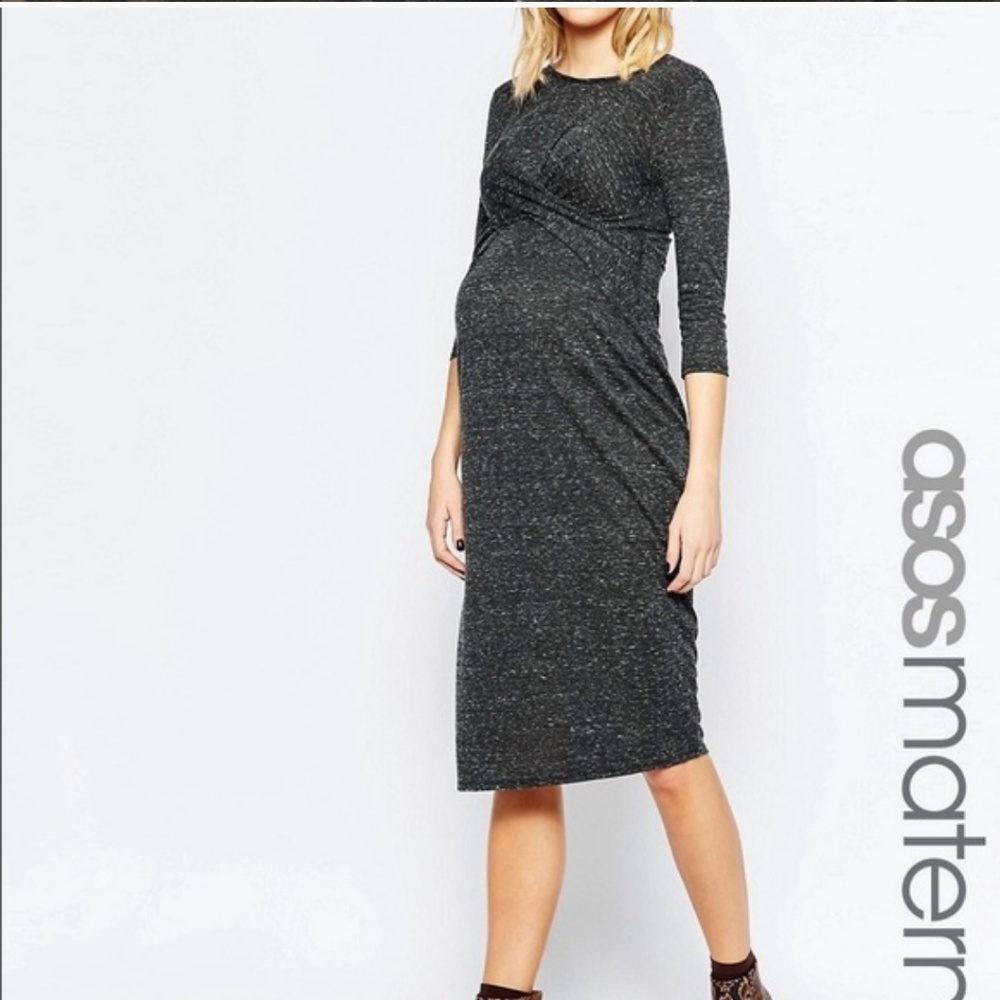 ASOS twist front gray marl dress